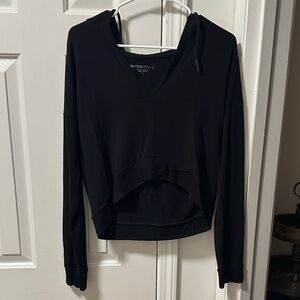 CycleBar Beyond Yoga Black V-Neck Hoodie Top